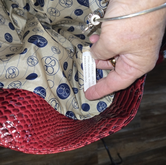 SAMANTHA BROWN - TOTE- Weekender - elegant Red and Black Croc Embossed Gold - Picture 13 of 16